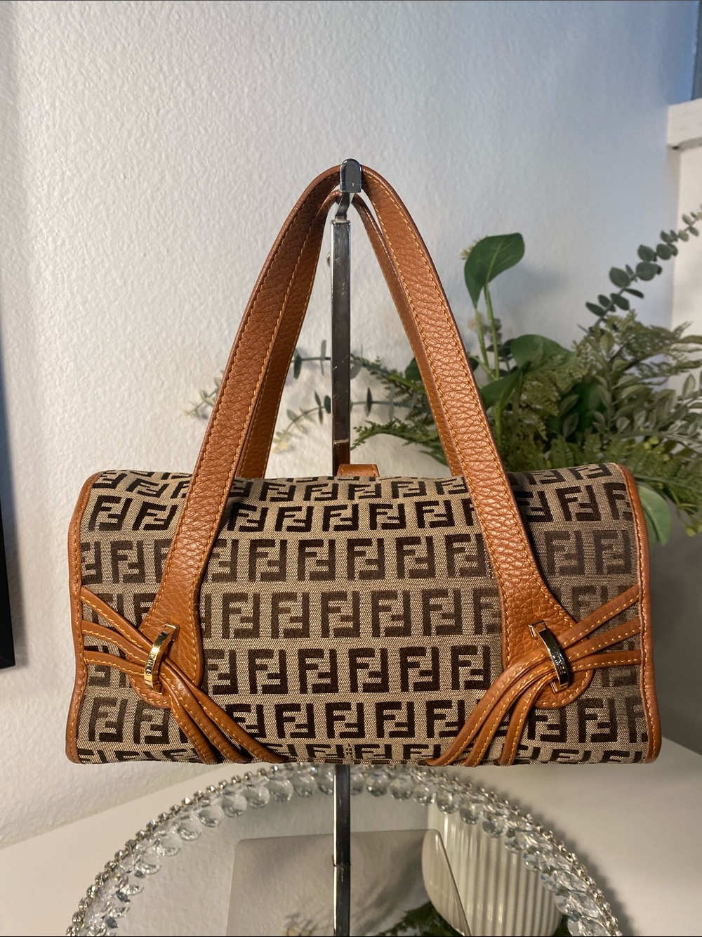 FENDI Zucchino Canvas Shoulder Bag Mini Tote - Picture 4 of 15